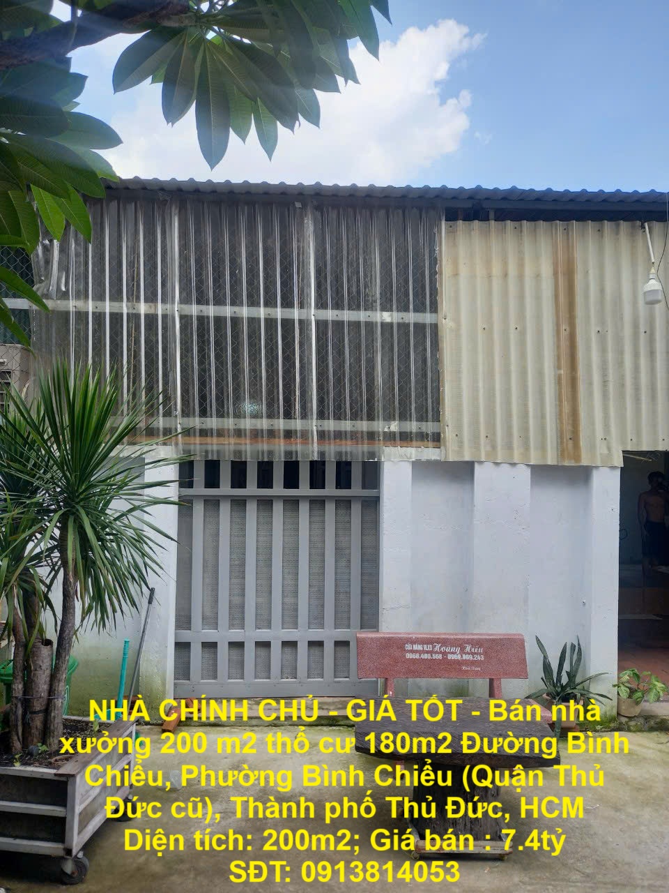 NHÀ CHÍNH CHỦ - GIÁ TỐT - Bán nhà xưởng 200 m2 thổ cư 180m2, gần chợ đầu mối Thủ Đức, P Bình Chiểu - Ảnh chính